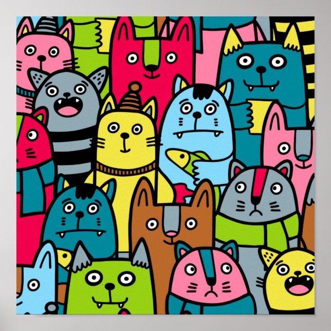 Póster Gatos y gatos (Frente)