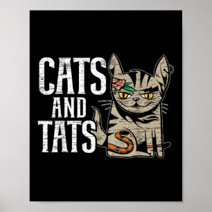 Póster Gatos Y Gatos Tatuajes Tatuaje Tattoo Tattoooing K