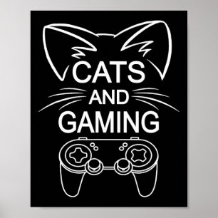 Póster Gatos Y Juegos Graciosos Gante Amante Gaming Gigan