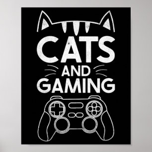 Póster Gatos Y Juegos Graciosos Gante Amante Gaming Gigan