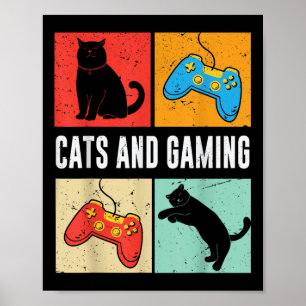 Póster Gatos Y Juegos Para El Juego De Videojuego De Gato