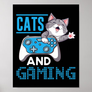 Póster Gatos Y Juegos Para El Juego De Videojuego De Gato