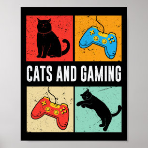 Póster Gatos y juegos para el jugador amante de los gatos