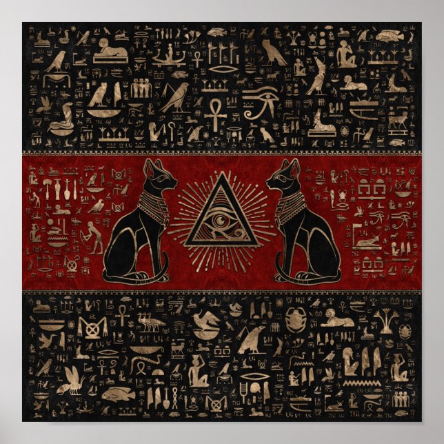 Póster Gatos y ojos egipcios de Horus (Frente)