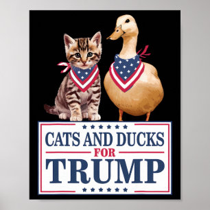 Póster Gatos y patos para Trump 2024 Gatitos y patos para