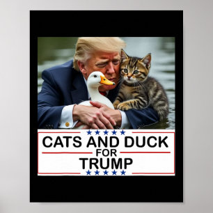 Póster Gatos y patos para Trump 2024 Gatitos y patos para