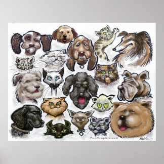 Póster Gatos y perros