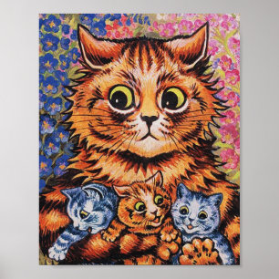 Póster Gatos Y Sus Gatitos Louis Wain
