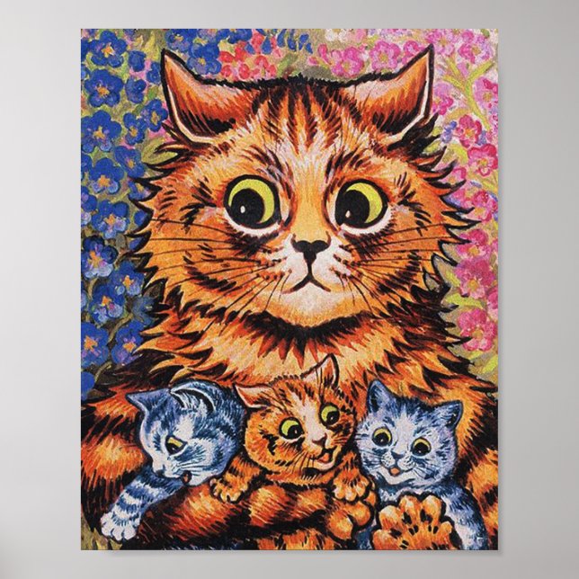 Póster Gatos Y Sus Gatitos Louis Wain (Frente)
