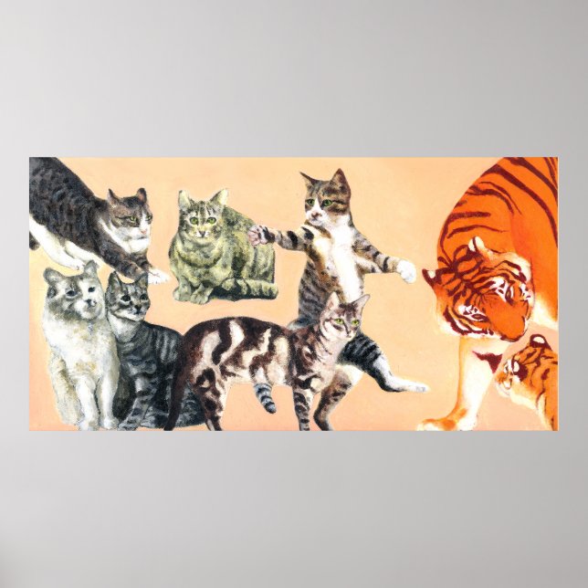 Póster Gatos yendo a jugar (Frente)