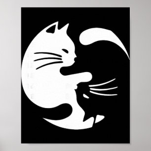 Póster Gatos Yin Yang Lindos Yoga Amante De La Paz Amante