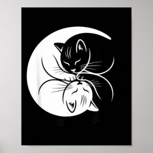 Póster Gatos Yin Yang negros y blancos Zen Amante de los