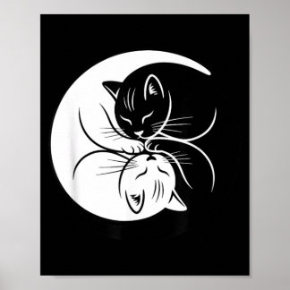 Póster Gatos Yin Yang negros y blancos Zen Amante de los 