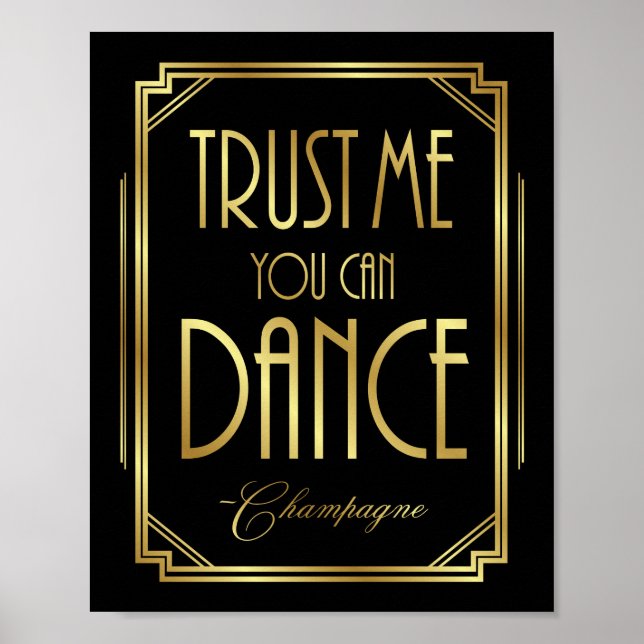 Póster Gatsby Art Deco CONFIAR EN MÍ PUEDES BAILAR Rótulo (Frente)