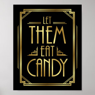Póster Gatsby Art Deco PERMITIRLES COMER Rótulo DE VELAS
