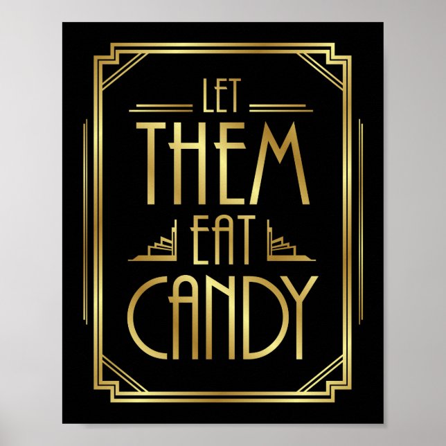 Póster Gatsby Art Deco PERMITIRLES COMER Rótulo DE VELAS (Frente)