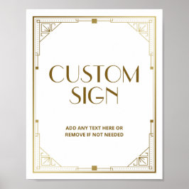 Póster Gatsby Roaring Rótulo Personalizado Art Deco Speak
