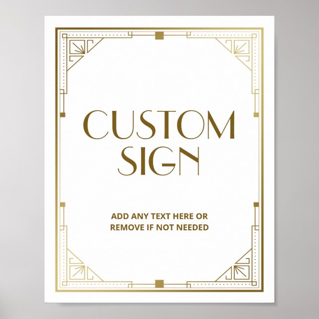 Póster Gatsby Roaring Rótulo Personalizado Art Deco Speak (Frente)