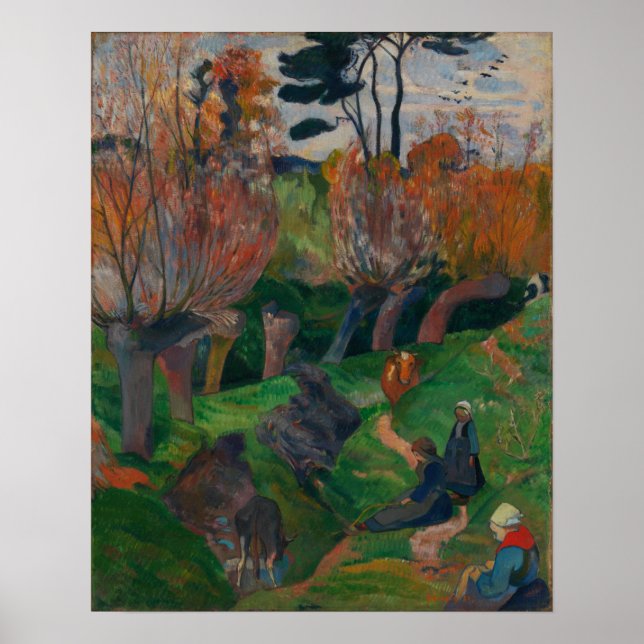 Póster Gauguin - Bretaña, Mujeres Y Vacas 1889 (Frente)