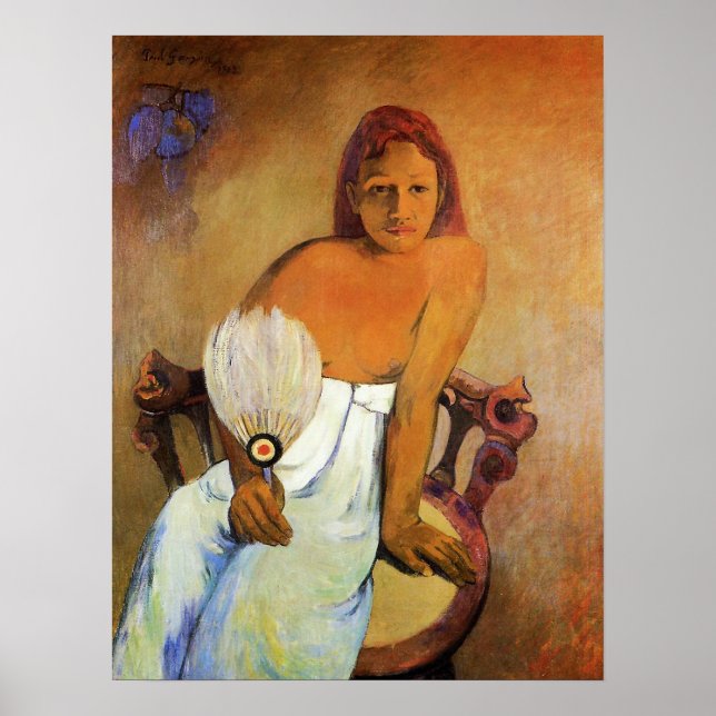 Póster Gauguin Chica Con Un Poster De Ventiladores (Frente)