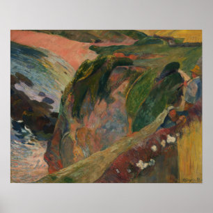 Póster Gauguin - El intérprete de flageolet en el acantil