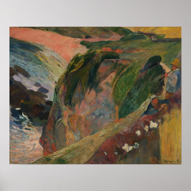 Póster Gauguin - El intérprete de flageolet en el acantil (Frente)