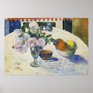 Póster Gauguin - Flores Y Tazón De Fruta En Una Tabla 189