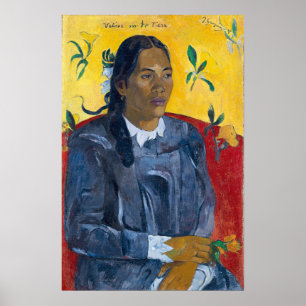 Póster Gauguin - Mujer Tahitiana Con Flor De 1891