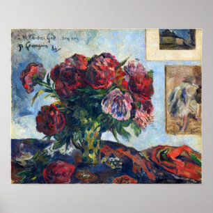 Póster Gauguin - Naturaleza Muerta con Peonías 1884