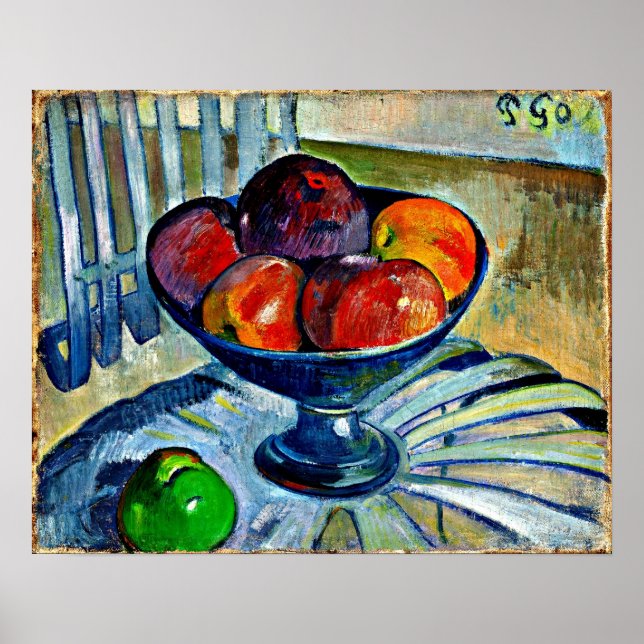 Póster Gauguin - Plato de frutas en una silla de jardín (Frente)