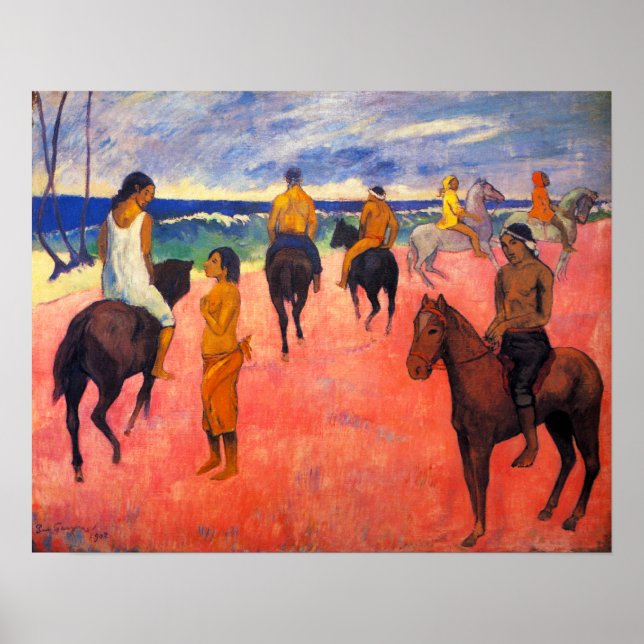 Póster Gauguin Riders en el Poster de playa (Frente)