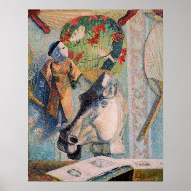 Póster Gauguin - Vida fija con la cabeza de caballo 1886 (Frente)