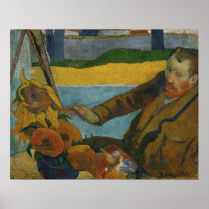 Póster Gauguin - Vincent Van Gogh pintando girasoles