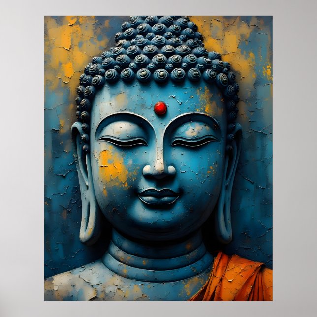 Póster Gautama Buddha Painting - Modern Impasto Art (Frente)