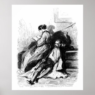 Póster Gavarni: hombre fumando una pipa larga