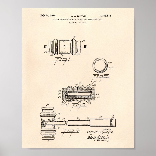 Póster Gavel of Justice 1956 Patent Art - Old Peper (Frente)