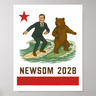 Póster Gavin Newsom 2028 Elección Bandera de California S