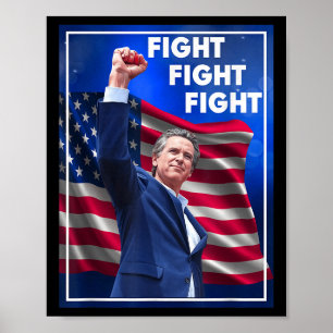 Póster Gavin Newsom Lucha Lucha Lucha, Divertido Sarcásti