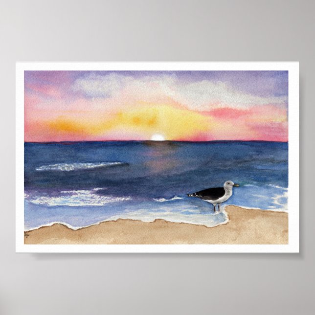 Póster Gaviota al anochecer (Frente)