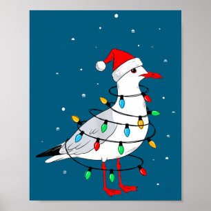 Póster Gaviota Divertida Pájaro Navidad Amante de los Ani