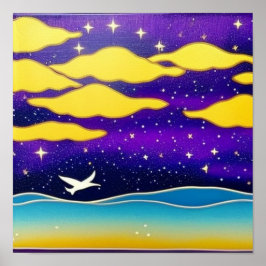 Póster Gaviota en el Poster de las nubes