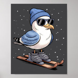 Póster Gaviota Genial En Esquís - Gaviotas De Invierno Nó
