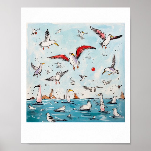 Póster Gaviota, pájaro, pájaros volando  (Frente)