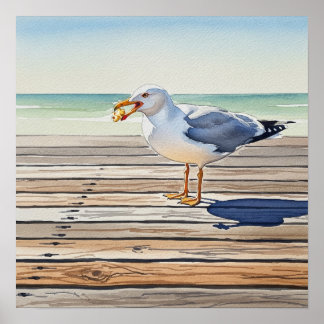 Póster Gaviota Robando palomitas