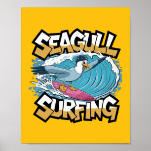 Póster Gaviota surfista invernal, Gaviota surfeando, Gavi