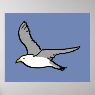 Póster Gaviota volando. Un pájaro en vuelo