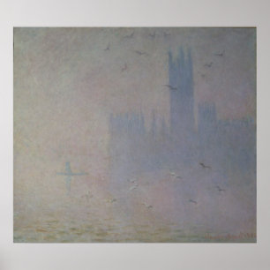 Póster Gaviotas de Claude Monet el sobre casas del