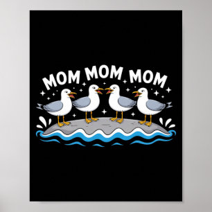 Póster Gaviotas Mamá Gritando Agua Diversión Playa Famili