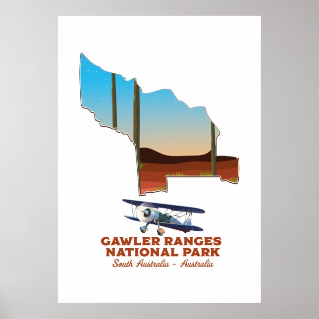 Póster Gawler rangos mapa de afiches de viajes (Frente)