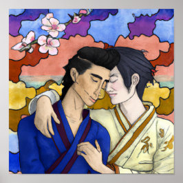 Póster Gay Couple In The Style Of Ukiyo-e Japanese Art
